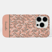 Mit Monogramm Boho Coral Peach Grün Weiße Blüte Case-Mate iPhone Hülle (Rückseite (Horizontal))