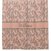 Mit Monogramm Boho Coral Peach Grün Weiße Blüte Duschvorhang (Vorderseite)