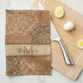 Mit Monogramm Boho Dark Rust Mandalas Geschirrtuch (Viertel Falte)