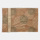 Mit Monogramm Boho Dark Rust Mandalas Geschirrtuch (Horizontal)