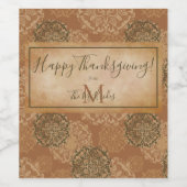 Mit Monogramm Boho Dark Rust Mandalas Weinetikett (Einzelnes Label)