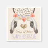Mit Monogramm Boho Dream Catcher Graduation Party Serviette (Vorderseite)