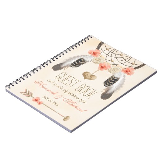 Mit Monogramm Boho Dreamcatcher Notizblock (Linke Seite)