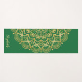 Mit Monogramm Boho Elegant Mandala Green und Gold Yogamatte (Vorderseite (Horizontal))