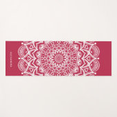 Mit Monogramm Boho Elegant Mandala Magenta Yogamatte (Vorderseite (Horizontal))