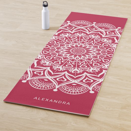 Mit Monogramm Boho Elegant Mandala Magenta Yogamatte (Beispiel)