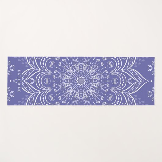 Mit Monogramm Boho Mandala Lila Elegant Yogamatte (Vorderseite (Horizontal))