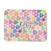 Mit Monogramm Boho Mandala Muster Name hinzufügen Magnet (Horizontal)