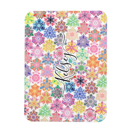 Mit Monogramm Boho Mandala Muster Name hinzufügen Magnet (Vertikal)