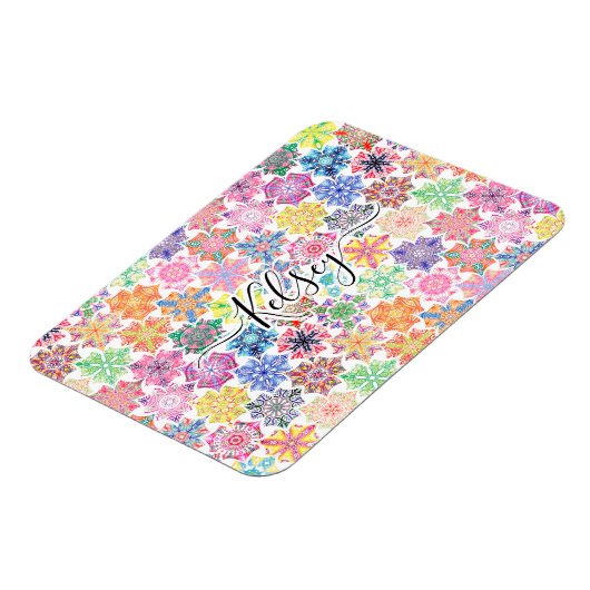 Mit Monogramm Boho Mandala Muster Name hinzufügen Magnet (Linke Seite)