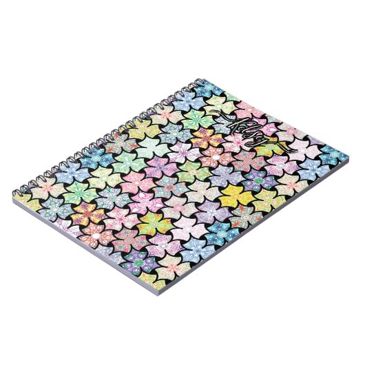 Mit Monogramm Boho Mandala Muster Name hinzufügen Notizblock (Linke Seite)