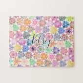 Mit Monogramm Boho Mandala Muster Name hinzufügen Puzzle (Horizontal)