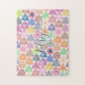 Mit Monogramm Boho Mandala Muster Name hinzufügen Puzzle (Vertikal)