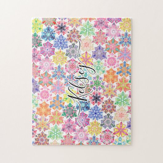 Mit Monogramm Boho Mandala Muster Name hinzufügen Puzzle (Vertikal)