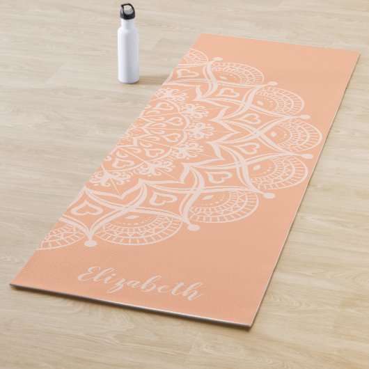 Mit Monogramm Boho Mandala Peach Orange Yogamatte (Beispiel)