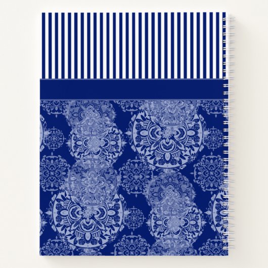 Mit Monogramm Boho Moody Blues Mandalas und Streif Notizblock (Rückseite)