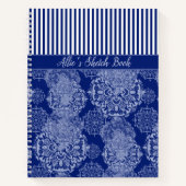 Mit Monogramm Boho Moody Blues Mandalas und Streif Notizblock (Vorderseite)