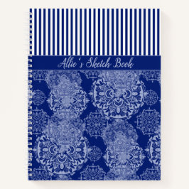 Mit Monogramm Boho Moody Blues Mandalas und Streif Notizblock