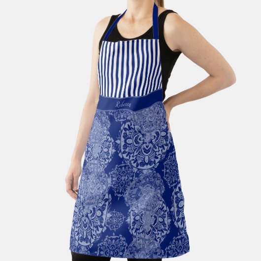 Mit Monogramm Boho Moody Blues Mandalas und Streif Schürze (InSitu)