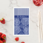 Mit Monogramm Boho Moody Blues Mandalas und Streif Serviette (Beispiel)