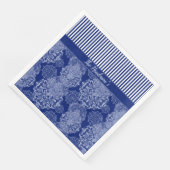 Mit Monogramm Boho Moody Blues Mandalas und Streif Serviette (Ecke)