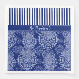 Mit Monogramm Boho Moody Blues Mandalas und Streif Serviette