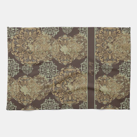 Mit Monogramm Boho Moody Mandalases Geschirrtuch (Horizontal)