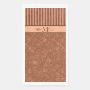 Mit Monogramm Boho Orange & Brown Geometric Strip Serviette