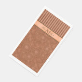 Mit Monogramm Boho Orange & Brown Geometric Strip Serviette (Ecke)