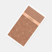 Mit Monogramm Boho Orange & Brown Geometric Strip Serviette (Ecke)