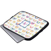 Mit Monogramm Boho Rainbow Pattern Laptopschutzhülle (Vorne Knopf)