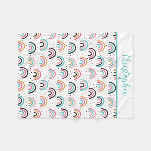 Mit Monogramm Boho Rainbows Aquamarin Orange Baby Fleecedecke (Vorderseite (Horizontal))