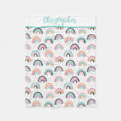 Mit Monogramm Boho Rainbows Aquamarin Orange Baby Fleecedecke (Vorderseite)