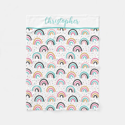 Mit Monogramm Boho Rainbows Aquamarin Orange Baby Fleecedecke (Vorderseite)
