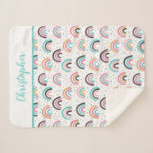 Mit Monogramm Boho Rainbows Aquamarin Orange Sherpadecke (Vorderseite (Horizontal))