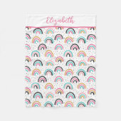 Mit Monogramm Boho Rainbows Pink Aquamarin Orange Fleecedecke (Vorderseite)