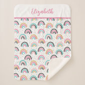 Mit Monogramm Boho Rainbows Pink Aquamarin Orange Sherpadecke (Vorderseite)