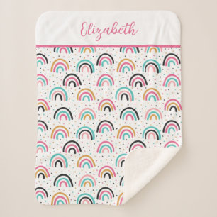 Mit Monogramm Boho Rainbows Pink Aquamarin Orange Sherpadecke