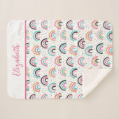 Mit Monogramm Boho Rainbows Pink Aquamarin Orange Sherpadecke (Vorderseite (Horizontal))