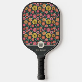 Mit Monogramm Bold Boho Chic Floral Personalisiert Pickleball Schläger