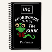 Mit Monogramm Bookworm Spaß Schwarz Benutzerdefini Notizblock (Vorderseite)