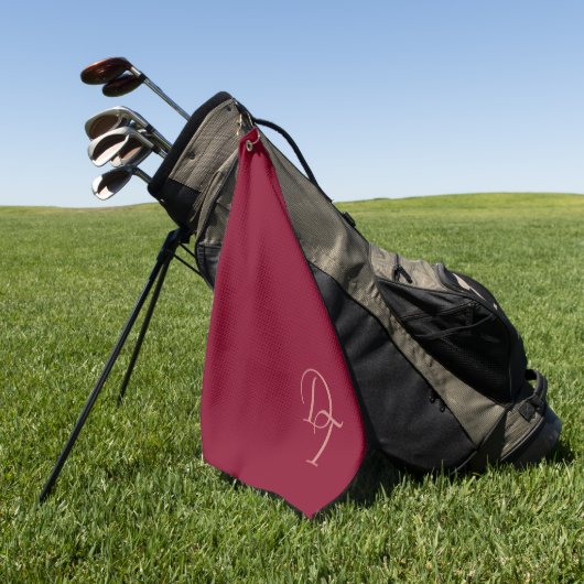 mit Monogramm - Bordeaux Golfhandtuch (Gras)