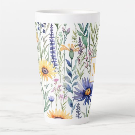 Mit Monogramm botanische Wildblumen der Flora Hübs Milchtasse (Vorderseite)
