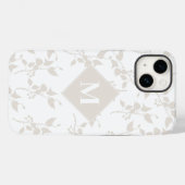 Mit Monogramm botanisches Beige-Dekorationsblatt Case-Mate iPhone Hülle (Rückseite (Horizontal))