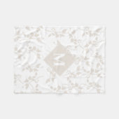 Mit Monogramm botanisches Beige-Dekorationsblatt Fleecedecke (Vorderseite (Horizontal))