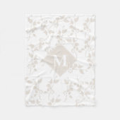 Mit Monogramm botanisches Beige-Dekorationsblatt Fleecedecke (Vorderseite)