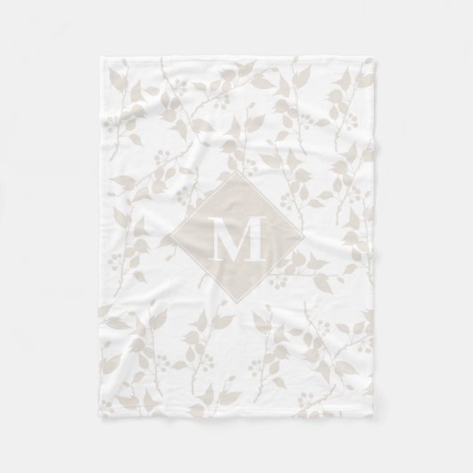 Mit Monogramm botanisches Beige-Dekorationsblatt Fleecedecke (Vorderseite)