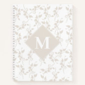 Mit Monogramm botanisches Beige-Dekorationsblatt Notizblock (Vorderseite)