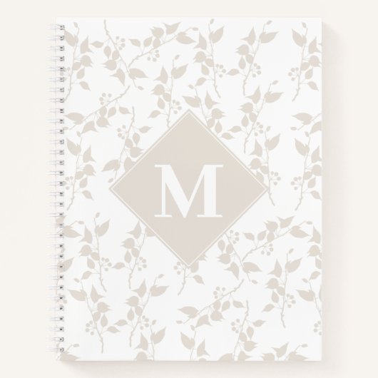 Mit Monogramm botanisches Beige-Dekorationsblatt Notizblock (Vorderseite)