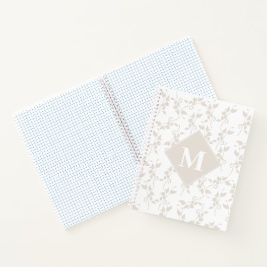 Mit Monogramm botanisches Beige-Dekorationsblatt Notizblock (Innenseite)
